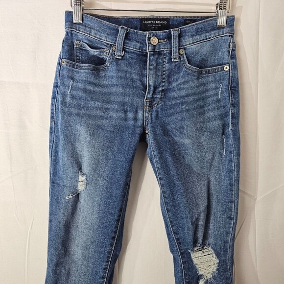Lucky Brand Jeans Women 00/24 25x27 Mid Rise Super Skinny Ava Blue Denim Stretch - Picture 3 of 12